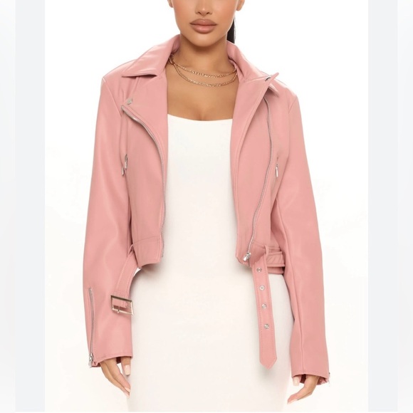 Hayden Los Angeles crop jacket suede-like feel soft pink tone size medium - Picture 2 of 8